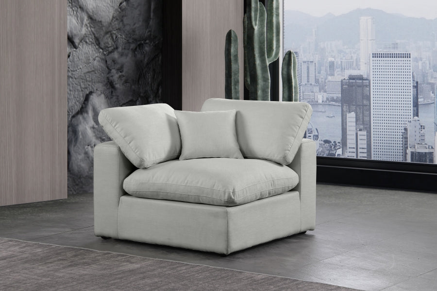 Comfy Linen Textured Fabric Corner Chair Grey - 187Grey-Corner - Vega Furniture