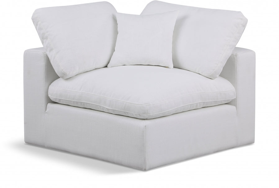 Comfy Linen Textured Fabric Corner Chair White - 187White-Corner - Vega Furniture