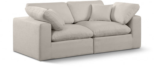 Comfy Linen Textured Fabric Sofa Beige - 187Beige-S80 - Vega Furniture