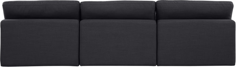 Comfy Linen Textured Fabric Sofa Black - 187Black-S117 - Vega Furniture