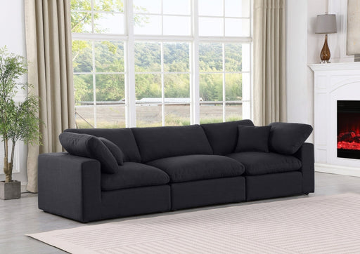 Comfy Linen Textured Fabric Sofa Black - 187Black-S119 - Vega Furniture