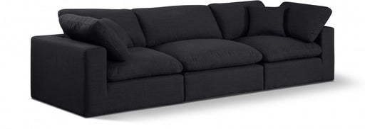 Comfy Linen Textured Fabric Sofa Black - 187Black-S119 - Vega Furniture