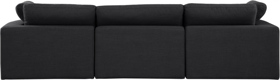 Comfy Linen Textured Fabric Sofa Black - 187Black-S119 - Vega Furniture