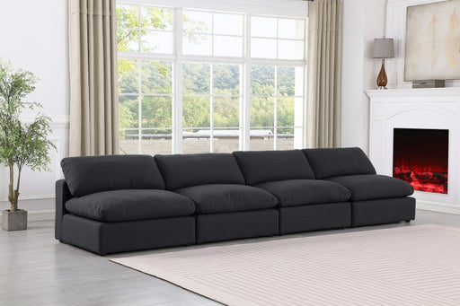 Comfy Linen Textured Fabric Sofa Black - 187Black-S156 - Vega Furniture