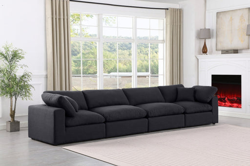 Comfy Linen Textured Fabric Sofa Black - 187Black-S158 - Vega Furniture