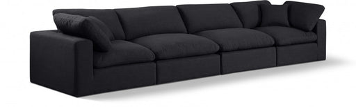 Comfy Linen Textured Fabric Sofa Black - 187Black-S158 - Vega Furniture