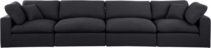 Comfy Linen Textured Fabric Sofa Black - 187Black-S158 - Vega Furniture