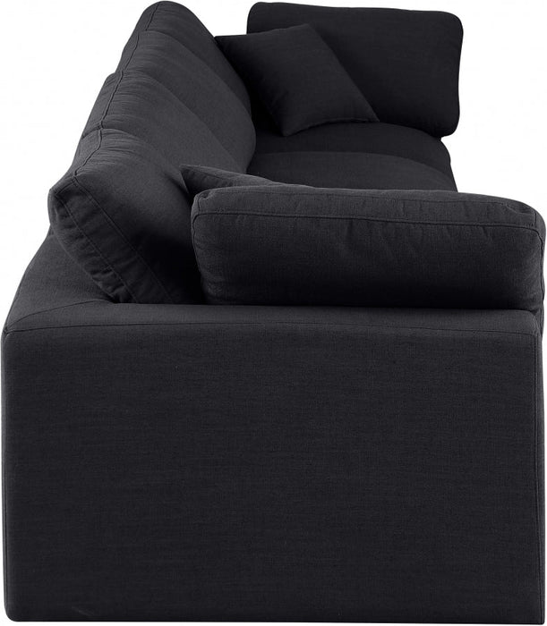 Comfy Linen Textured Fabric Sofa Black - 187Black-S158 - Vega Furniture