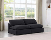 Comfy Linen Textured Fabric Sofa Black - 187Black-S78 - Vega Furniture