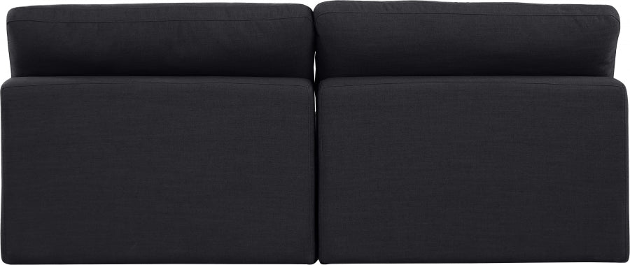 Comfy Linen Textured Fabric Sofa Black - 187Black-S78 - Vega Furniture