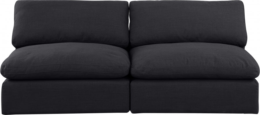 Comfy Linen Textured Fabric Sofa Black - 187Black-S78 - Vega Furniture