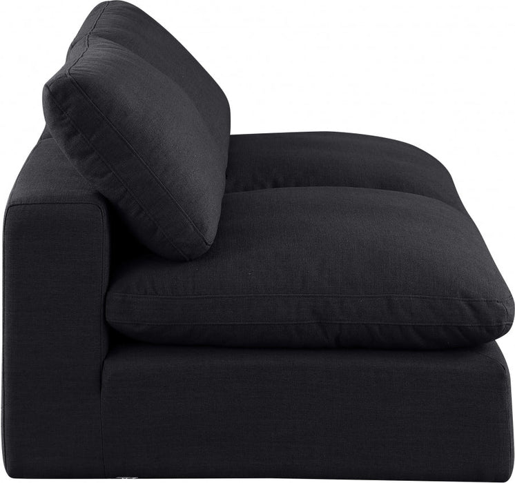 Comfy Linen Textured Fabric Sofa Black - 187Black-S78 - Vega Furniture