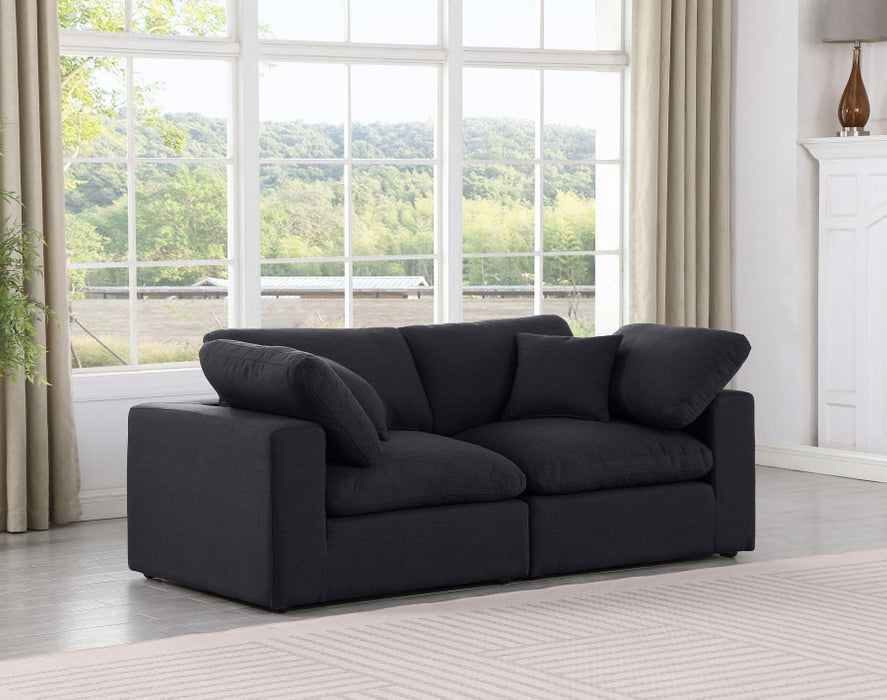 Comfy Linen Textured Fabric Sofa Black - 187Black-S80 - Vega Furniture