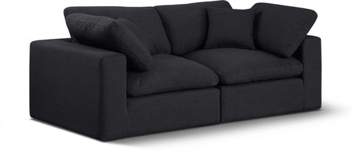 Comfy Linen Textured Fabric Sofa Black - 187Black-S80 - Vega Furniture