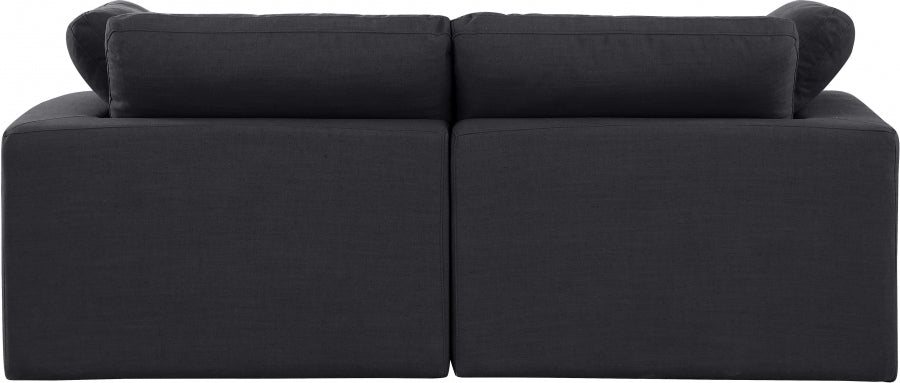 Comfy Linen Textured Fabric Sofa Black - 187Black-S80 - Vega Furniture