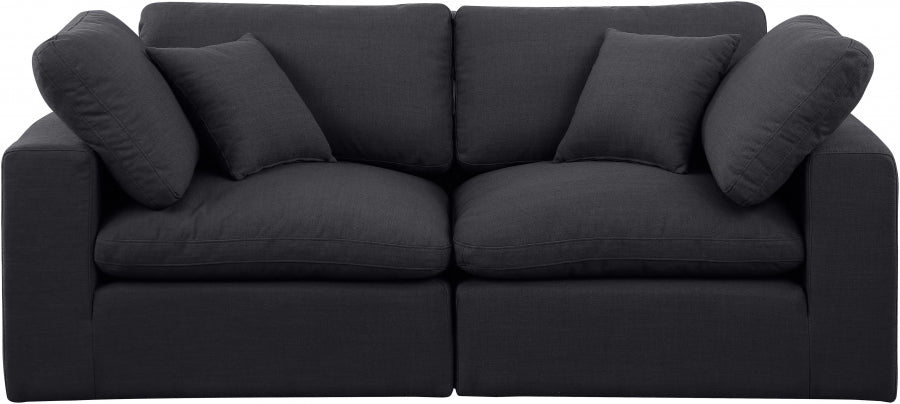 Comfy Linen Textured Fabric Sofa Black - 187Black-S80 - Vega Furniture