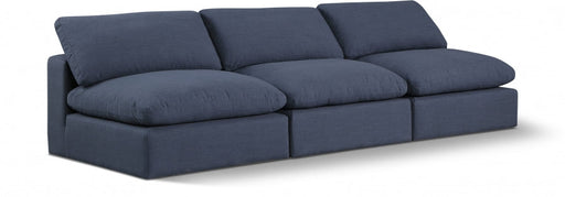 Comfy Linen Textured Fabric Sofa Blue - 187Navy-S117 - Vega Furniture