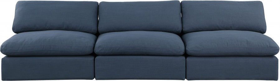 Comfy Linen Textured Fabric Sofa Blue - 187Navy-S117 - Vega Furniture