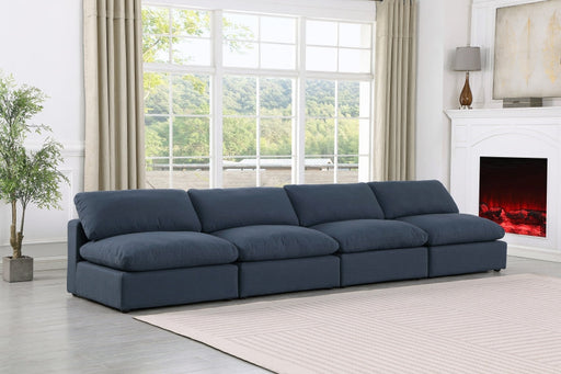 Comfy Linen Textured Fabric Sofa Blue - 187Navy-S156 - Vega Furniture