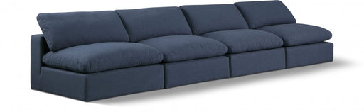 Comfy Linen Textured Fabric Sofa Blue - 187Navy-S156 - Vega Furniture