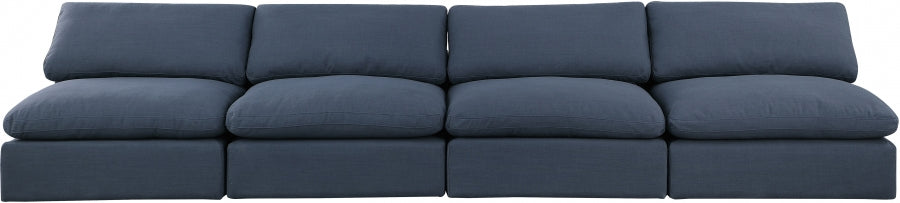 Comfy Linen Textured Fabric Sofa Blue - 187Navy-S156 - Vega Furniture