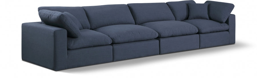 Comfy Linen Textured Fabric Sofa Blue - 187Navy-S158 - Vega Furniture