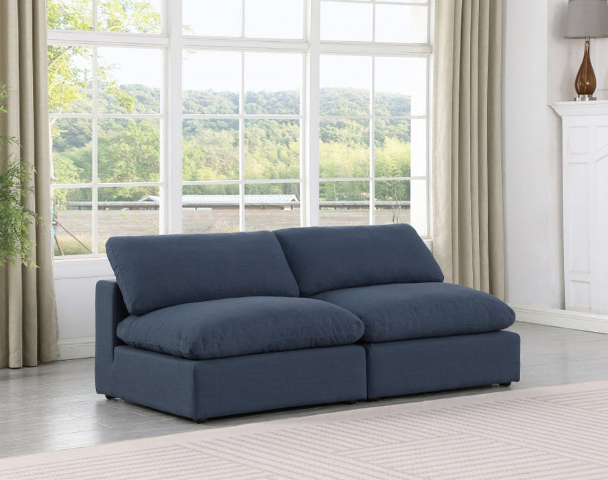 Comfy Linen Textured Fabric Sofa Blue - 187Navy-S78 - Vega Furniture