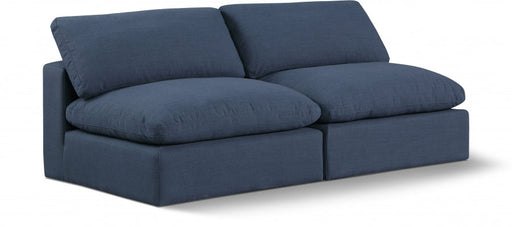 Comfy Linen Textured Fabric Sofa Blue - 187Navy-S78 - Vega Furniture