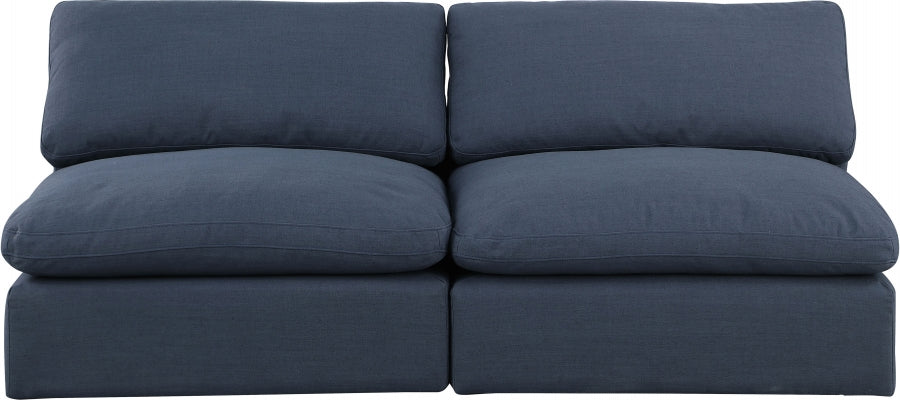 Comfy Linen Textured Fabric Sofa Blue - 187Navy-S78 - Vega Furniture