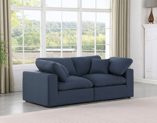 Comfy Linen Textured Fabric Sofa Blue - 187Navy-S80 - Vega Furniture