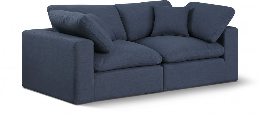 Comfy Linen Textured Fabric Sofa Blue - 187Navy-S80 - Vega Furniture