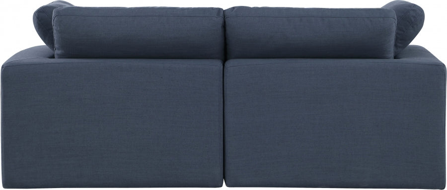 Comfy Linen Textured Fabric Sofa Blue - 187Navy-S80 - Vega Furniture