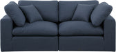 Comfy Linen Textured Fabric Sofa Blue - 187Navy-S80 - Vega Furniture