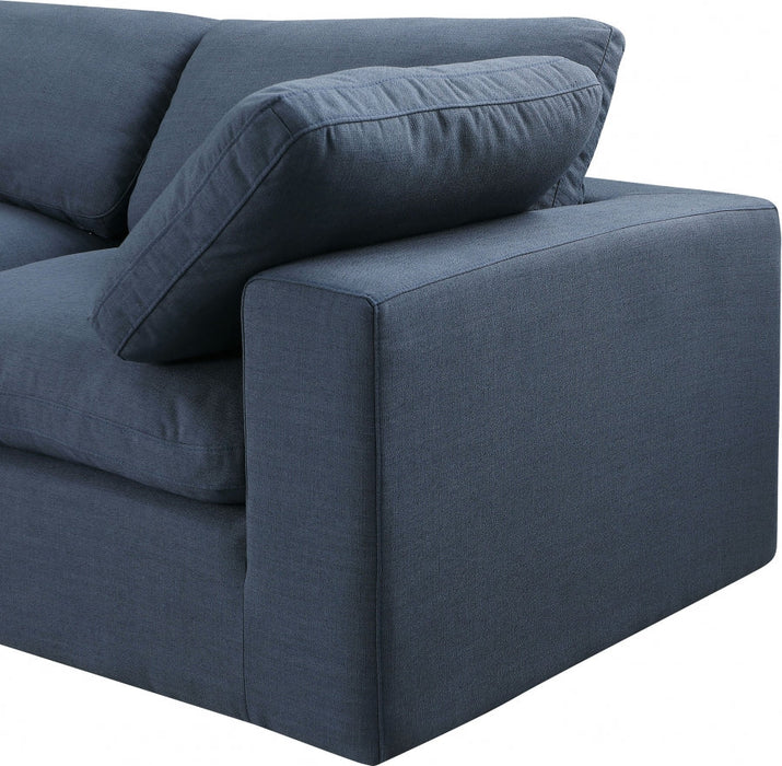 Comfy Linen Textured Fabric Sofa Blue - 187Navy-S80 - Vega Furniture