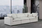 Comfy Linen Textured Fabric Sofa Cream - 187Cream-S119 - Vega Furniture