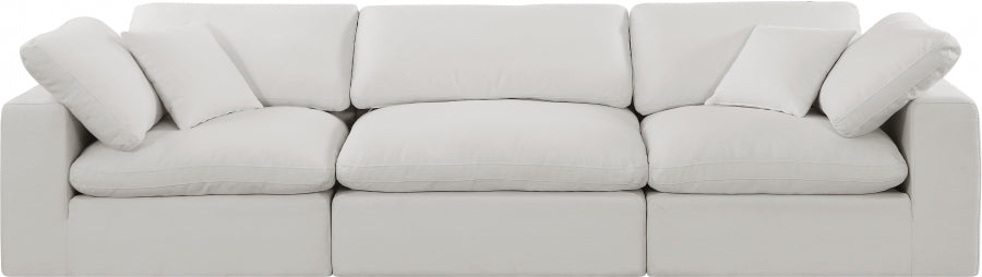 Comfy Linen Textured Fabric Sofa Cream - 187Cream-S119 - Vega Furniture