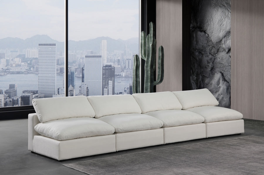Comfy Linen Textured Fabric Sofa Cream - 187Cream-S156 - Vega Furniture