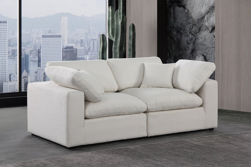 Comfy Linen Textured Fabric Sofa Cream - 187Cream-S80 - Vega Furniture