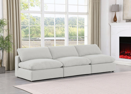 Comfy Linen Textured Fabric Sofa White - 187White-S117 - Vega Furniture