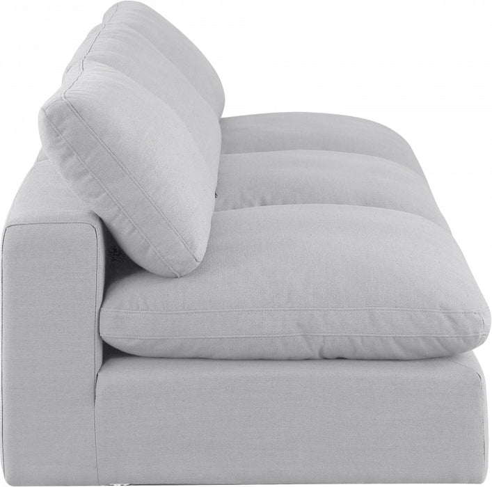 Comfy Linen Textured Fabric Sofa White - 187White-S117 - Vega Furniture