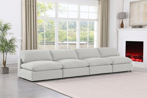 Comfy Linen Textured Fabric Sofa White - 187White-S156 - Vega Furniture