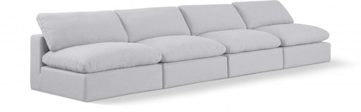 Comfy Linen Textured Fabric Sofa White - 187White-S156 - Vega Furniture