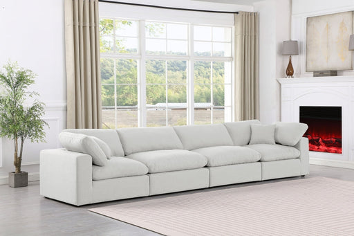 Comfy Linen Textured Fabric Sofa White - 187White-S158 - Vega Furniture