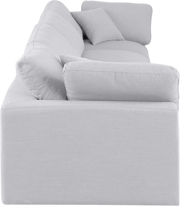 Comfy Linen Textured Fabric Sofa White - 187White-S158 - Vega Furniture