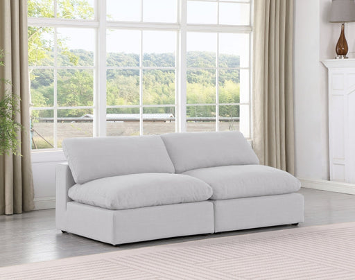 Comfy Linen Textured Fabric Sofa White - 187White-S78 - Vega Furniture