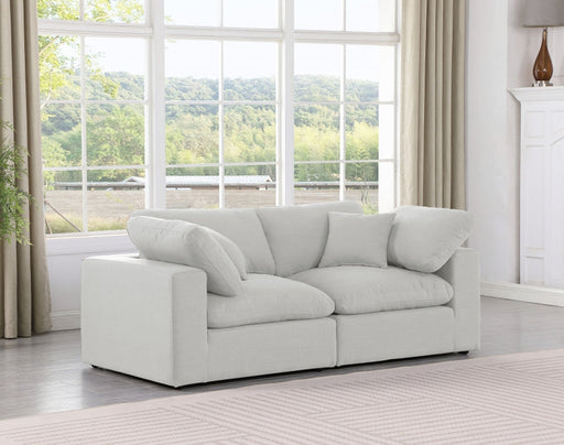 Comfy Linen Textured Fabric Sofa White - 187White-S80 - Vega Furniture