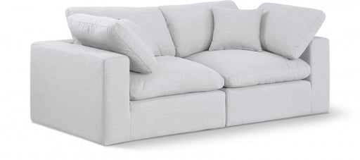 Comfy Linen Textured Fabric Sofa White - 187White-S80 - Vega Furniture