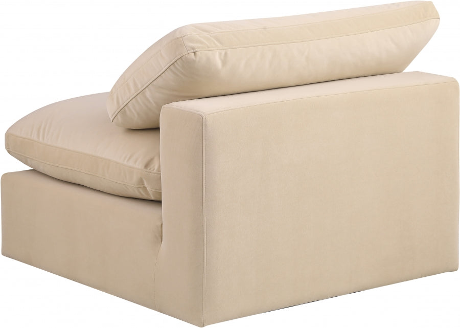 Comfy Velvet Armless Chair Beige - 189Beige-Armless - Vega Furniture