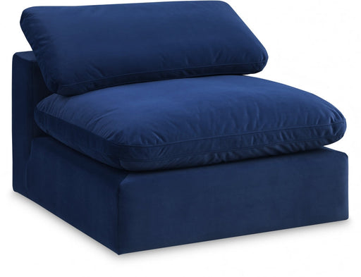 Comfy Velvet Armless Chair Blue - 189Navy-Armless - Vega Furniture