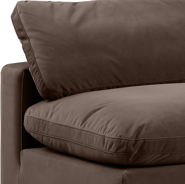 Comfy Velvet Armless Chair Brown - 189Brown-Armless - Vega Furniture